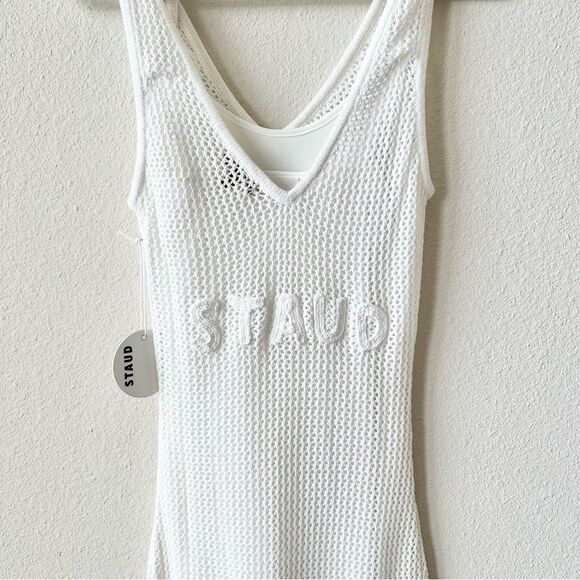 NWT Staud Current Mesh Tie Shoulder Dress in White Size XS - Picture 7 of 9